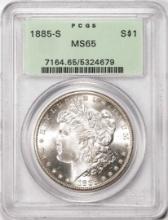 1885-S $1 Morgan Silver Dollar Coin PCGS MS65 Old Green Holder