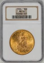 1924 $20 St. Gaudens Double Eagle Gold Coin NGC MS62