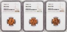 Lot of (3) 1946-S Lincoln Wheat Cent Coins NGC MS67RD