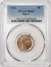 1913 Type 1 Buffalo Nickel Coin PCGS MS65