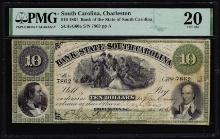 1861 $10 Bank of the State of South Carolina Obsolete Note SC45G60a PMG Very Fine 20