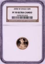 2004-W $5 Proof American Gold Eagle Coin NGC PF70 Ultra Cameo