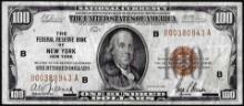 1929 $100 Federal Reserve Bank Note New York