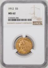 1912 $5 Indian Head Half Eagle Gold Coin NGC MS62