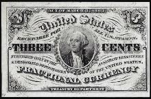 March 3, 1863 Third Issue Three Cents Fractional Currency Note