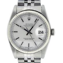 Rolex Mens Stainless Steel Silver Index Datejust Wristwatch