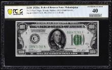 1928A $100 Federal Reserve Note Philadelphia Fr.2150a-C PCGS Extremely Fine 40