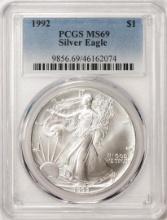 1992 $1 American Silver Eagle Coin PCGS MS69