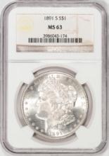 1891-S $1 Morgan Silver Dollar Coin NGC MS63