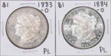 Lot of 1883-O & 1884-O $1 Morgan Silver Dollar Coins Proof Like