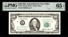 1985 $100 Federal Reserve Note Dallas Fr.2171-K PMG Gem Uncirculated 65EPQ