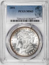 1891 $1 Morgan Silver Dollar Coin PCGS MS63