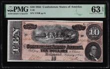 1864 $10 Confederate States of America Note T-68 PMG Choice Uncirculated 63EPQ