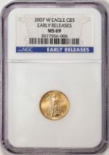 2007-W Burnished $5 American Gold Eagle Coin NGC MS69 Early Releases