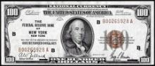 1929 $100 Federal Reserve Bank Note New York