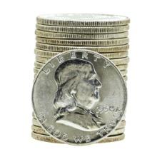 Roll of (20) 1958 Brilliant Uncirculated Franklin Half Dollar Coins