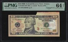2006 $10 Federal Reserve Note Cutting Error Fr.2040-F PMG Choice Uncirculated 64EPQ