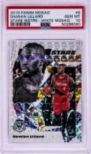 2019 Panini Mosaic Stare Masters White Damian Lillard NBA Card #9 PSA Gem Mint 10