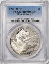 1991-95-W $1 Proof World War II Commemorative Silver Dollar Coin PCGS PR69DCAM