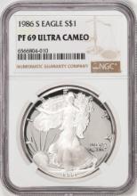 1986-S Proof $1 American Silver Eagle Coin NGC PF69 Ultra Cameo