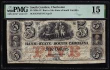 1850s-61 $5 Bank of the State of South Carolina Obsolete Note PMG Choice Fine 15