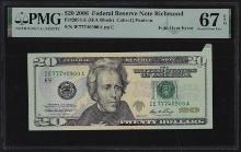 2006 $20 Federal Reserve Fold Over Error Note Fr.2090-E PMG Superb Gem Unc 67EPQ