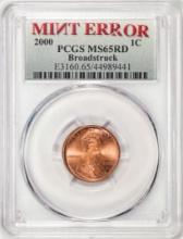 2000 Lincoln Memorial Cent Coin Mint Error Broadstruck PCGS MS65RD