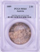 1889 Austria 2 Florin Silver Coin PCGS MS64