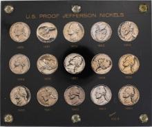 Set of 1950-1964 Proof Jefferson Nickel Coins in Capital Plastic Holder