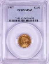 1897 $2 1/2 Liberty Head Quarter Eagle Gold Coin PCGS MS63