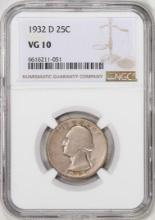1932-D Washington Quarter Coin NGC VG10