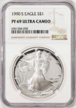 1990-S Proof $1 American Silver Eagle Coin NGC PF69 Ultra Cameo