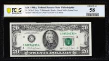 1988A $20 Federal Reserve Note Stuck Suffix Letter Error PCGS Choice About Unc. 58