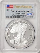 2017-S $1 Proof American Silver Eagle Coin PCGS PR70DCAM Congratulations Set
