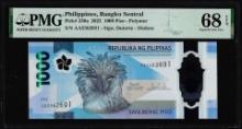 2022 Philippines Central Bank 1000 Piso Note P230a PMG Superb Gem Uncirculated 68EPQ