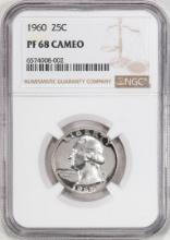 1960 Proof Washington Quarter Coin NGC PF68 Cameo