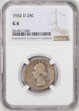 1932-D Washington Quarter Coin NGC G6