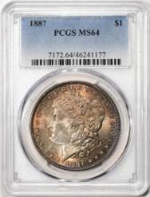 1887 $1 Morgan Silver Dollar Coin PCGS MS64 Nice Toning