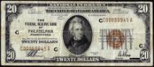 1929 $20 Federal Reserve Bank Note Philadelphia