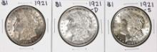 Lot of 1921-P/D/S $1 Morgan Silver Dollar Coins