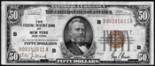 1929 $50 Federal Reserve Bank Note New York