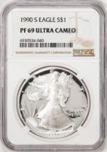 1990-S Proof $1 American Silver Eagle Coin NGC PF69 Ultra Cameo
