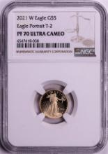 2021-W Type 2 $5 Proof American Gold Eagle Coin NGC PF70 Ultra Cameo
