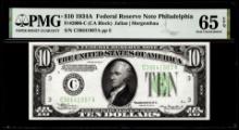1934A $10 Federal Reserve Note Philadelphia Fr.2006-C PMG Gem Uncirculated 65EPQ