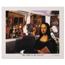 Nelson De La Nuez "Bus Ride to the Louvre" Limited Edition Offset Lithograph on Paper