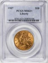 1907 $10 Liberty Head Eagle Gold Coin PCGS MS62+