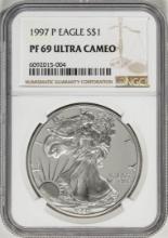 1997-P $1 Proof American Silver Eagle Coin NGC PF69 Ultra Cameo