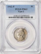 1942-P Type 2 Proof Jefferson Nickel Coin PCGS PR63