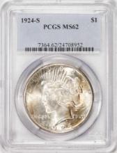 1924-S $1 Peace Silver Dollar Coin PCGS MS62