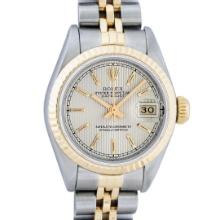 Rolex Ladies Two Tone Silver Tapestry Datejust Wristwatch